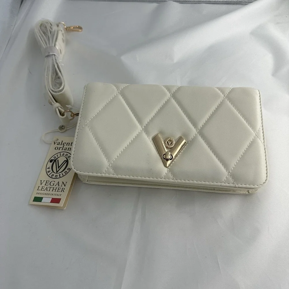 Valentino Orlandi cream/bone quilted shoulder bag w/ gold hardware NWT msrp $320